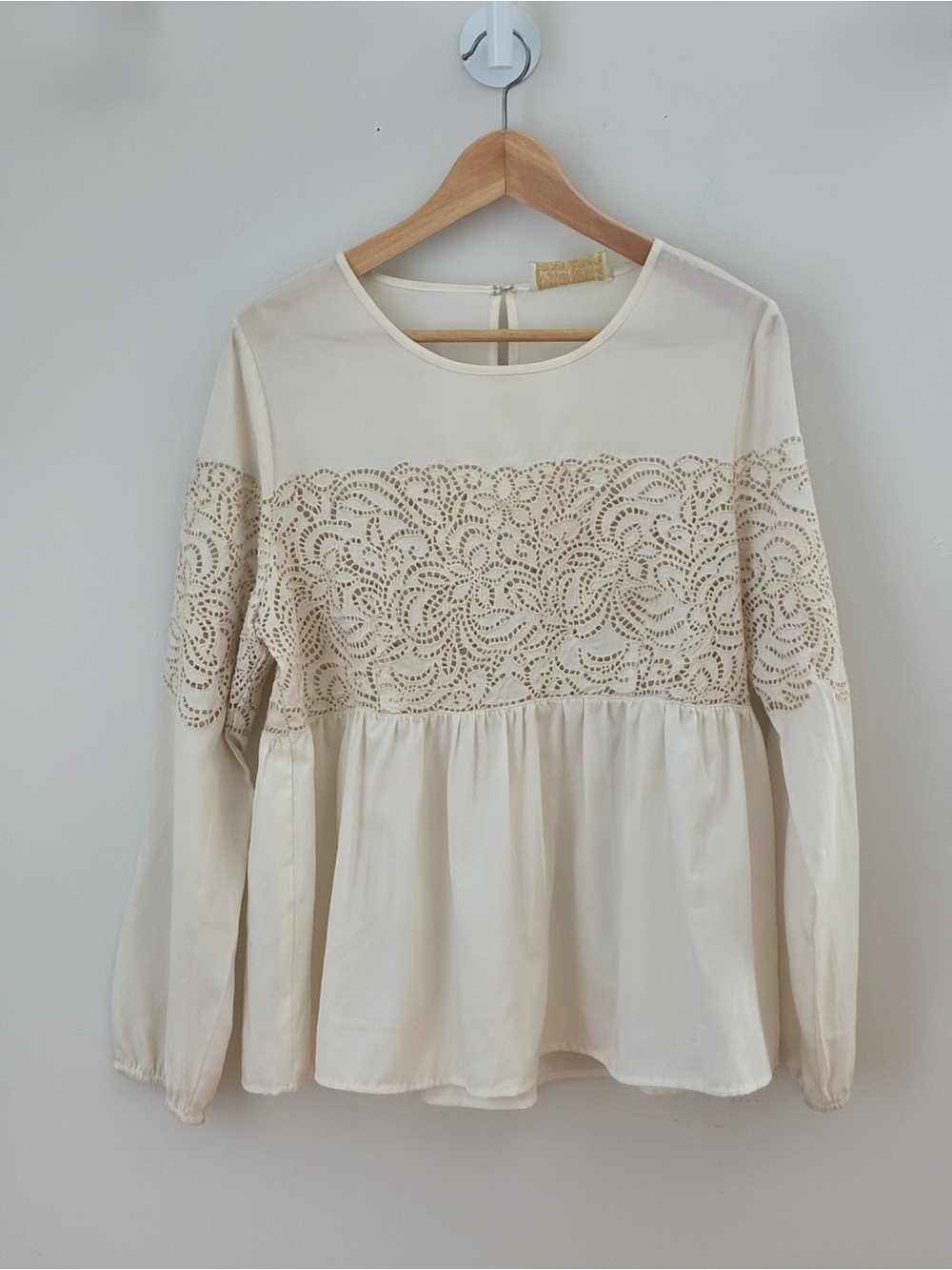 Love Sam Cream Lace Peplum Blouse